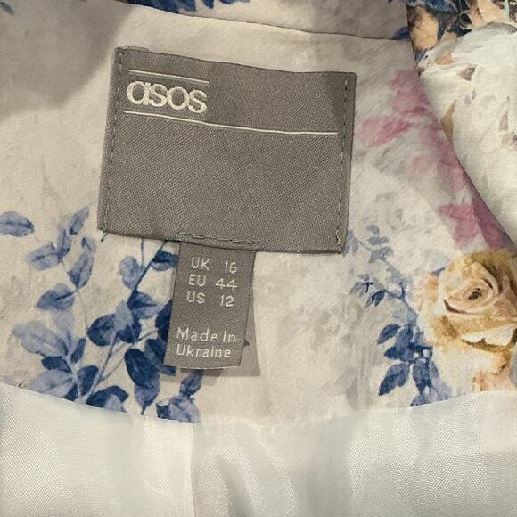 Asos Women’s Floral Pink Purple Women's Dad Oversized Blazer Jacket Size 12 - Picture 2 of 11